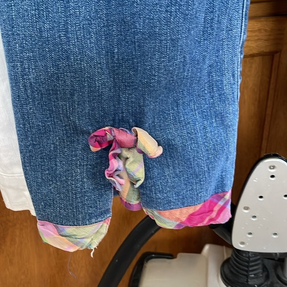 The Denim Tailor Pink Plaid Bows Blue Size 14 - Picture 8 of 8